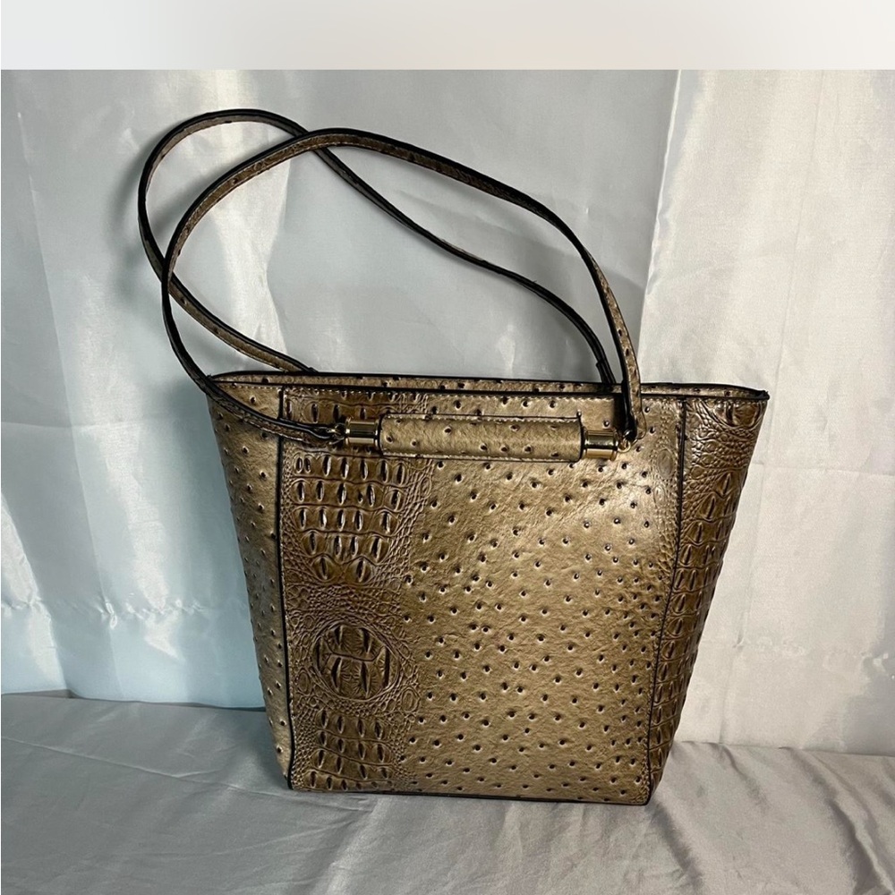 Faux Ostrich Elegant Brown Tote Bag